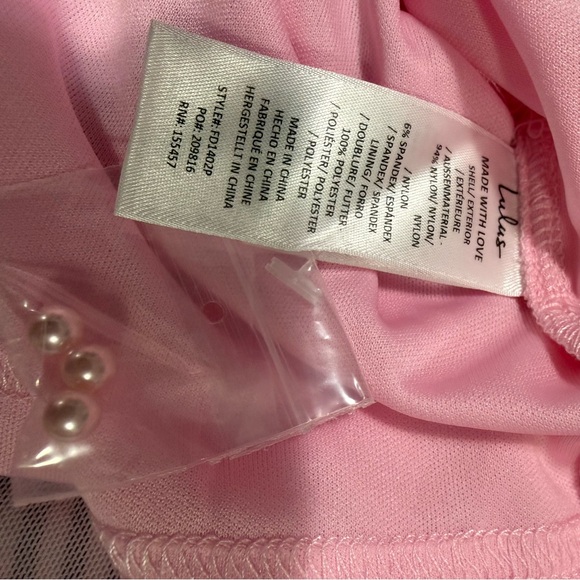 Lulus pink mini dress pearl studded square neck XS new with tag - Picture 8 of 12